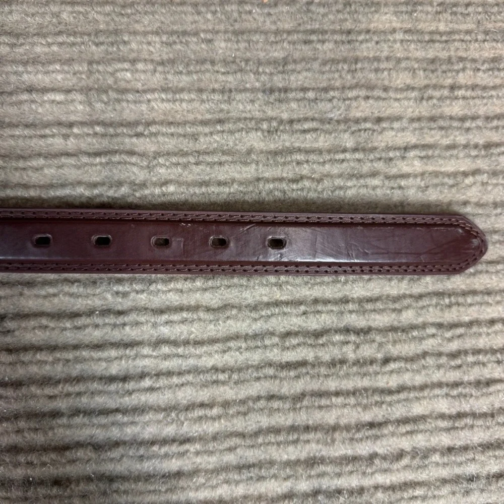 Genuine Leather Dark Brown Belt Mens XL Silver Buckle Dress Casual 526
